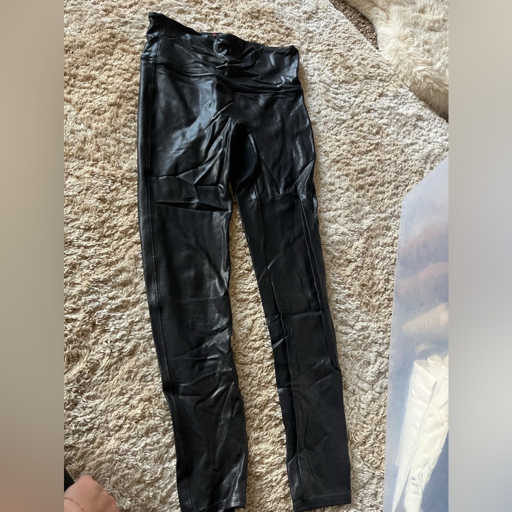 Spanx faux leather leggings size L